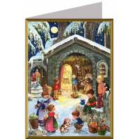 Carte de Noël traditionnelle avec la crèche + enveloppe