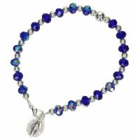 Bracelet s/élastique cristal bleu + Méd. Miraculeuse
