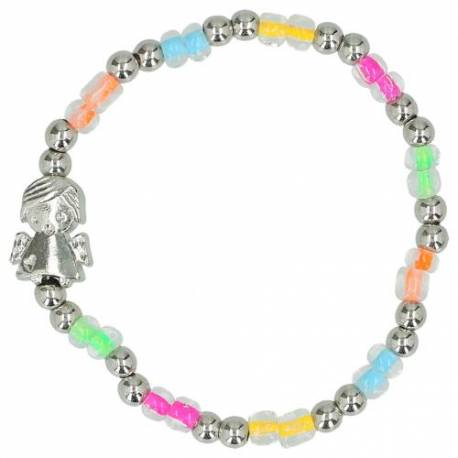 Bracelet sur élastique multicolore + ange