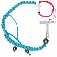 Bracelet sur corde - 2 couleurs assortis - croix en zircon