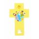 Croix murale enfants du monde en jaune 12 cm
