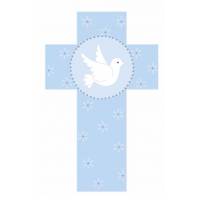 Kruisbeeld duif in blauw 12 cm 