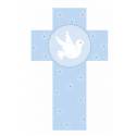 Croix murale colombe en bleu 12 cm