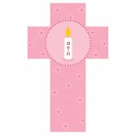 Kruisbeeld kaars in roze 12 cm 