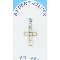 Croix Argent "Opal blanche" 18 X 13 Mm