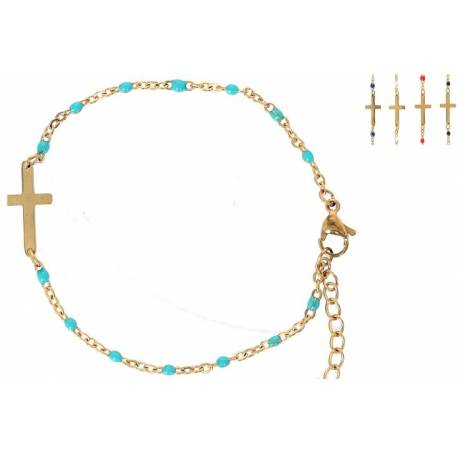 Bracelet en acier avec croix assortiment de couleurs