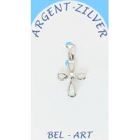 Croix Argent "Opal blanche" 15 X 10 Mm