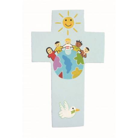 Kruisbeeld kinderen van de wereld 12 cm 