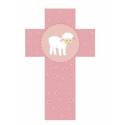 Kruisbeeld lam in rosa 12 cm 