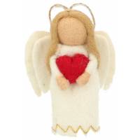 Engel met hart in vilt 10 cm 