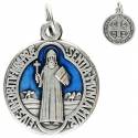 Médaille 18 mm - St Benoît - Métal + Email bleu