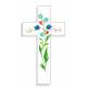 Croix Amour 14,5x8cm Fleurs bleues