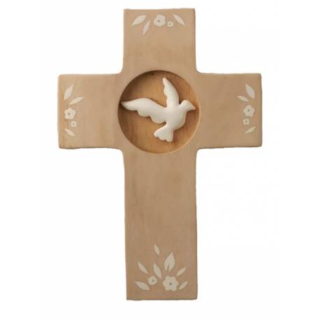 Kruis - Heilige Geest komt in ons - White Patined - 14x10cm 