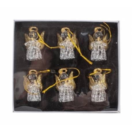 Ange 4,5 cm - Verre / Ailes dorées - 6 / set