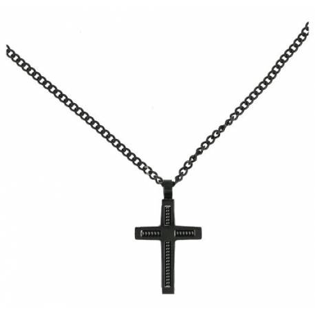 Stalen kruis 25 x 18 cm met zwarte ketting 55 cm 