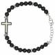 Bracelet homme en agate noire avec croix en acier