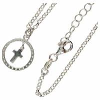 Collier Argent rhodié + Médaille / Croix