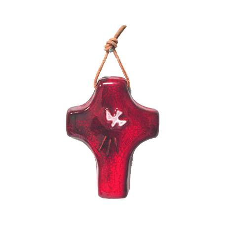 Croix Céramique - 9 X 7 cm - Rouge