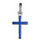 Kruisje 8 X H12 mm - Metaal Verzilverd + Email blauw 