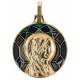 Medaille O.L.V. - 18 mm - Metaal Verguld - Email Blauw 