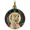 Médaille Vierge - 18 mm - Métal Doré + Email