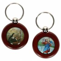 Porte-Clefs Ste Rita / St Christophe Bois + Metal 70 X 35 Mm