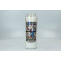 Noveenkaars in glas / wit / Vlissingen "surrexit dominus" 