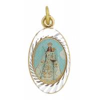 Médaille - Vierge + Enfant - Métal Doré + Email