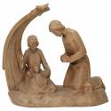 Sainte Famille en bois sculpté de 19 cm couleur bois
