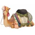 Houtsnijwerk Beladen Kameel/Liggend voor kerstfiguren van 20 cm / Gekleurd 