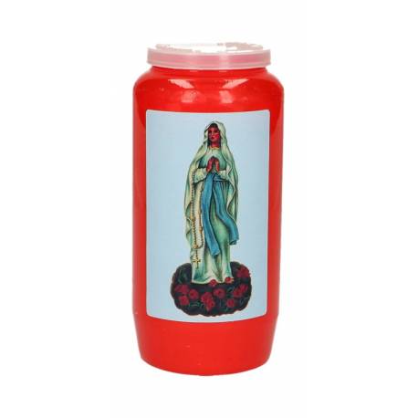 Kaars 6 Dagen / rood / Lourdes 