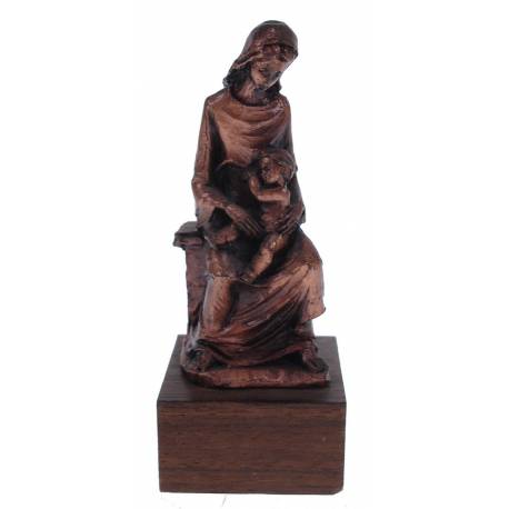 Statue/base Bois Vierge+enfant Assise