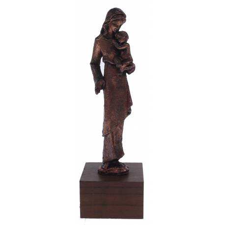 Beeld Maria + Kind / Troon / Brons / Basis Hout 