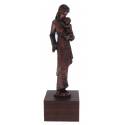 Statue/base Bois Vierge+enfant Sur Trone