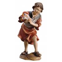 Jongen met Haan : houtsnijwerk kerstgroep Ulrich 15 cm 