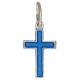 Croix - 13 x 9 mm - Métal Email bleu