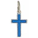 Croix - 13 x 9 mm - Métal Email bleu