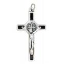 Sint-Benedictuskruis - 39 mm - Zwart / Verzilverd 