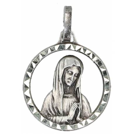 Medaille 16 mm OLV Banneux Open - Metaal Verzilverd 