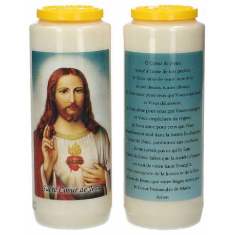 Noveenkaars / wit / H Hart van Jezus / gebed FR 