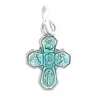 Croix Plurisaints - 10 mm - Email Bleu