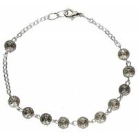 Armband-tientje - roosjes - verzilverd 