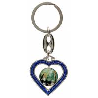 Porte-Clefs Ste Rita Coeur / Émail Bleu 80 X 35 Mm