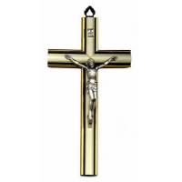 Croix Murale - 15 cm - Bois Bombé Blanc