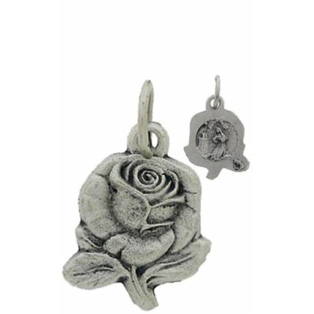Médaille Rose - Ste Rita - Métal Agté