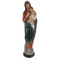 Statue 50 Cm Vierge + Enfant Base Bois