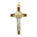 Croix St Benoît - 39 mm - Marron / Doré