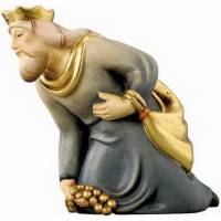 Houtsnijwerk Koning / Geknield 10 Cm / Gekleurd 