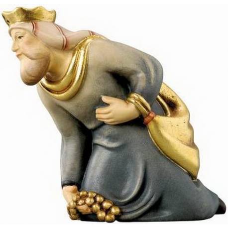 Houtsnijwerk Koning / Geknield 10 Cm / Gekleurd 