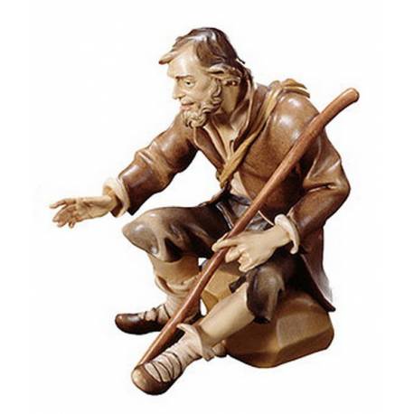 Herder met Stok : houtsnijwerk kerstgroep Ulrich 15 cm 